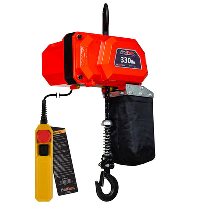 Prowinch Electric Chain Hoist 110V 330lb Lifting Capacity, Single Speed Mini Hoist Lift, 10ft G80 Chain with Wired Remote Control