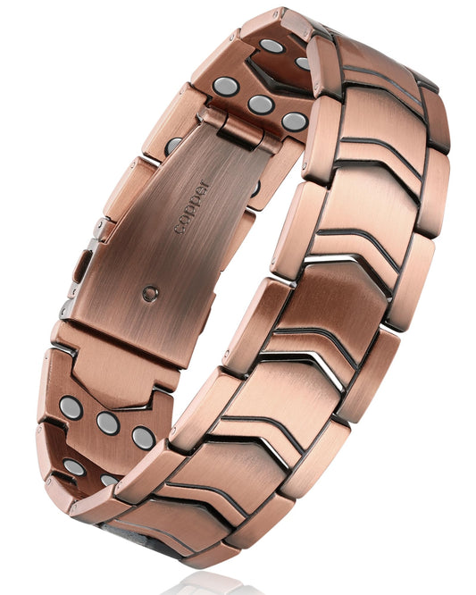 Feraco 3X Strength Copper Magnetic Bracelet for Men - 99.99% Pure Copper with 3800 Gauss Magnets