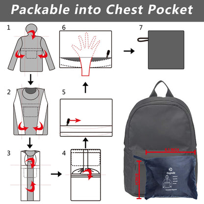 Outdoor Ventures Rain Jacket for Men Waterproof Pullover Lightweight Hooded Outdoor Raincoat Packaway Breathable Reflective Anorak Jacket for Travelling, Camping, Running, Hiking, Black L