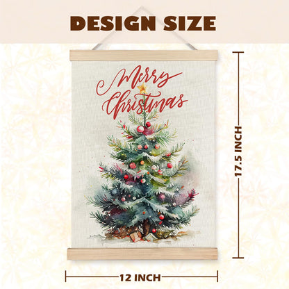 LUVADIAN Merry Christmas Wall Art with Wood Poster Hanger Set of 2, Christmas Tree Wall Decor Santa Claus Snowman Posters Artwork for Walls Decorations, 12x16 Inches