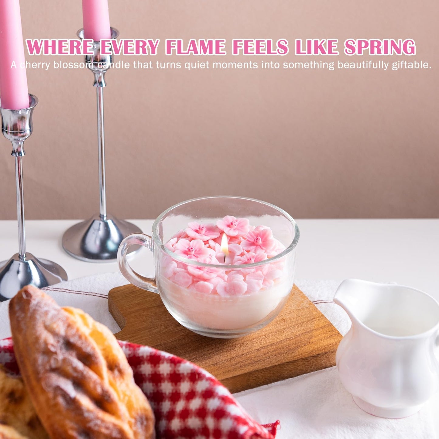 Romantic Sakura Cup Scented Soy Candle for Birthday Gift Wedding Favor