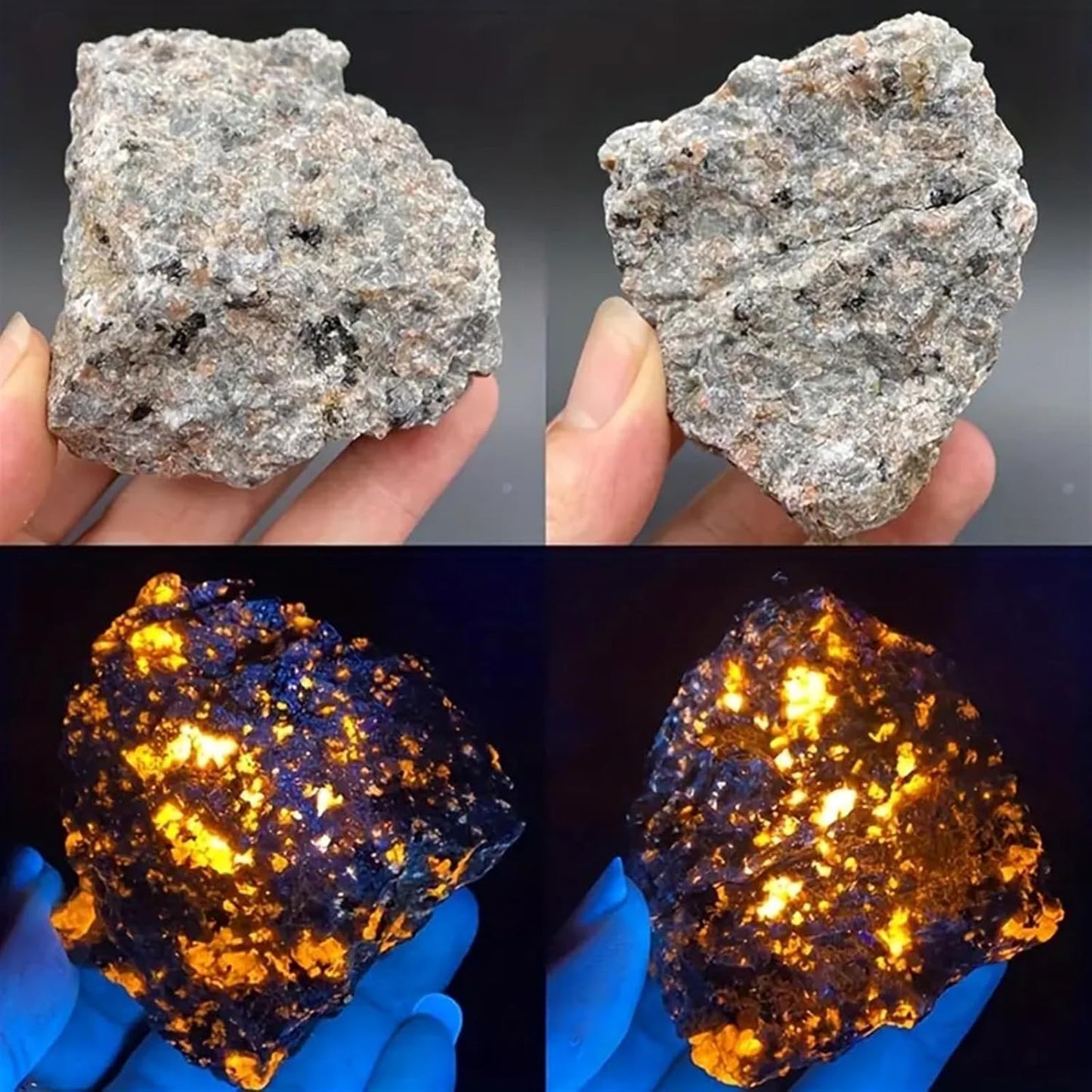 AZKRWFLM Yooperlite Rocks, 300g/0.67 lb UV Reactive Fluorescent Minerals, Natural Raw Rough Stones, Glows Under 365nm UV Light, Unpolished Rocks for Rock Tumbler, Tumbling & Fountain Decor