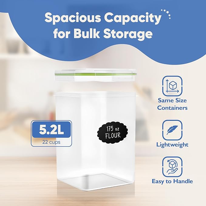 Chef's Path Kitchen Storage Box Set of 4 Extra Large Airtight Food Storage Jars