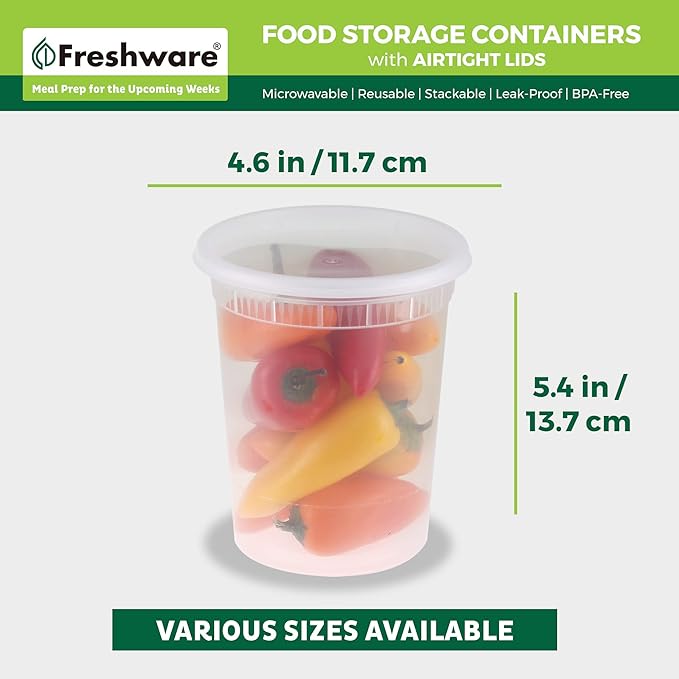 Freshware Food Storage Containers 32 oz Plastic Deli Containers