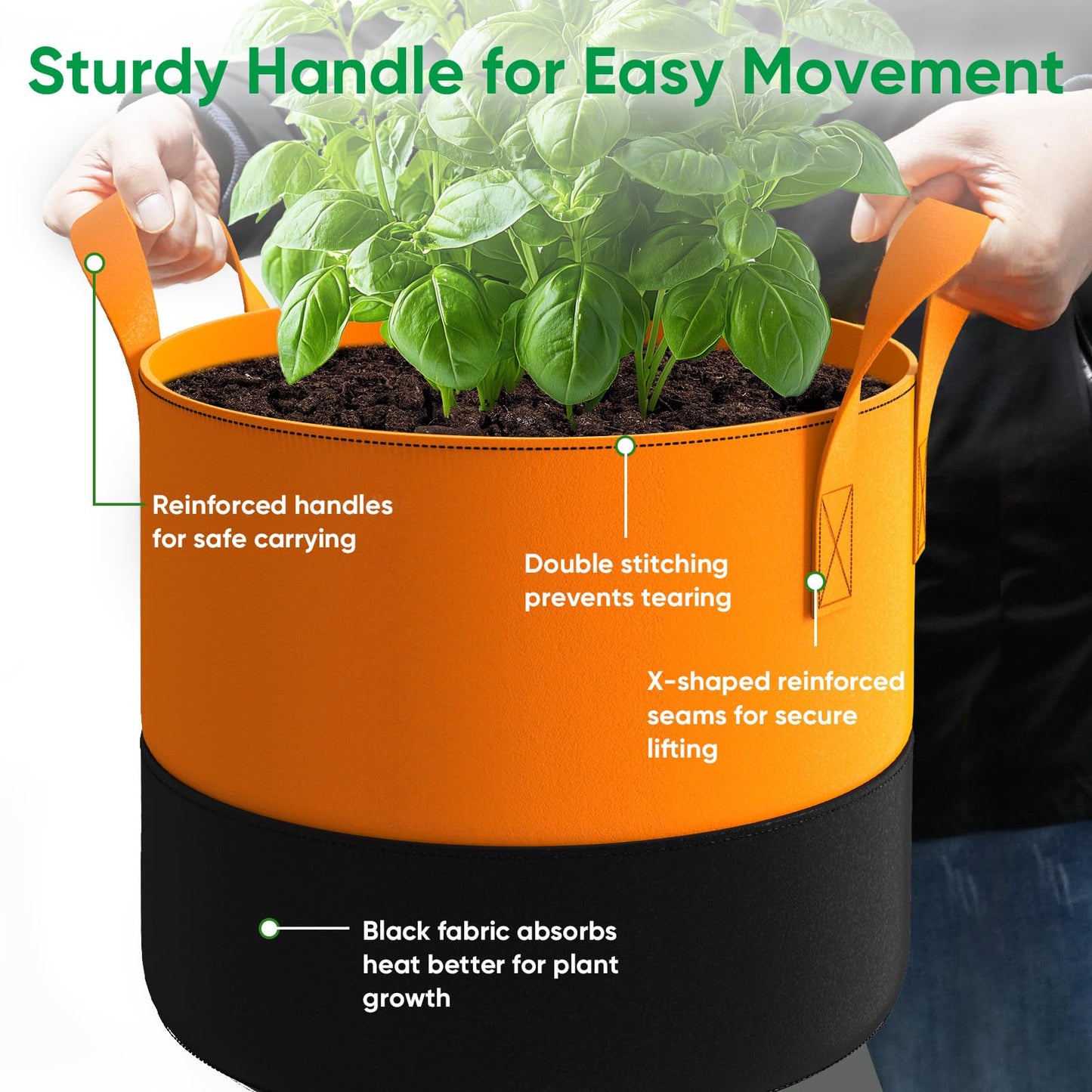 15-Gallon Grow Bags for Potato Planting: 6 Pack Heavy Duty 350G Thickened Potatoes Planter Bags with Handles - Fabric Pots Felt Garden Bags for Growing Vegetable Fruit Flower Herb with Plant Labels