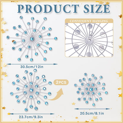 Primst Starburst Star Wall Decor, 4 Pcs Bling Crystal Wall Decor, Metal Wall Art, Iron Rhinestones Sunburst Home Decorative for Living Room Bedroom Entryway Office
