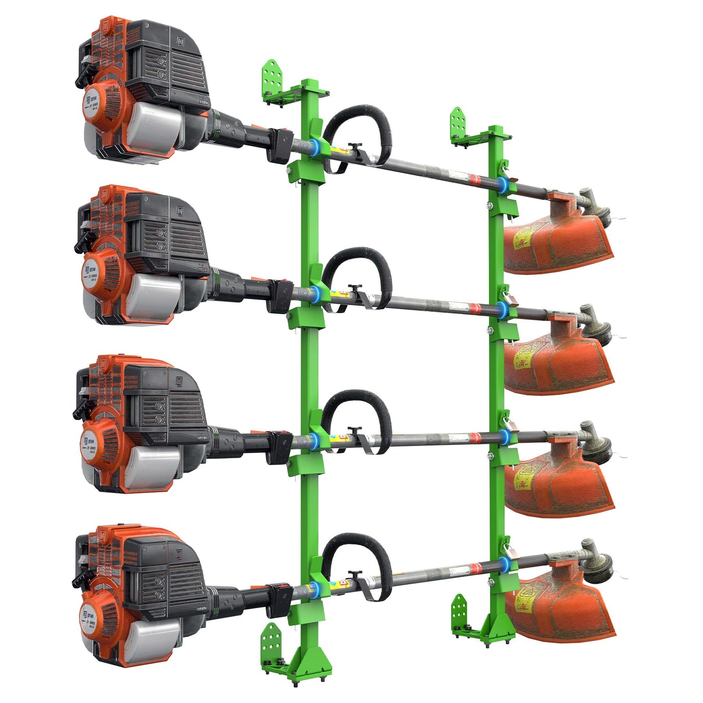 ELITEWILL Weed Eater Rack for Open/Enclosed Trailers, 4 Place Commercial Trimmer Racks Heavy-Duty Weedeater Rack for Trailer Work Landscape Truck Holder Lawn Equipment Accessories w/Lock