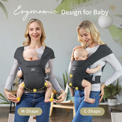 MOMTORY Baby Carrier for Newborns from Birth, Comfortable Hip Seat for Baby, Ergonomic Carrier for Newborn to Toddler with Velcro Fastening, Easily Adjustable Hip Carrier, 3-12 kg, Black