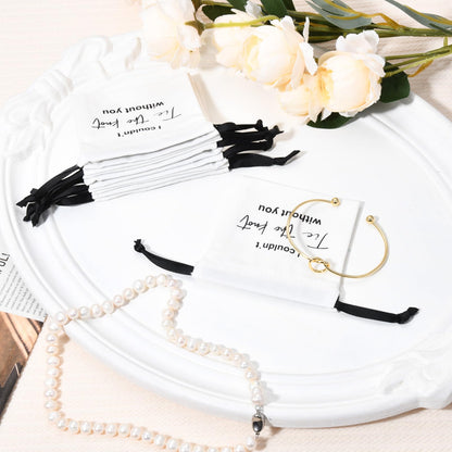 CEELGON 12 Pcs Jewelry Pouch Set of 6 Linen Cotton Small Drawstring Bags & Bridesmaid Knot Bracelet Jewelry Packaging Proposal Gift Bridal Party Favors (Gold)