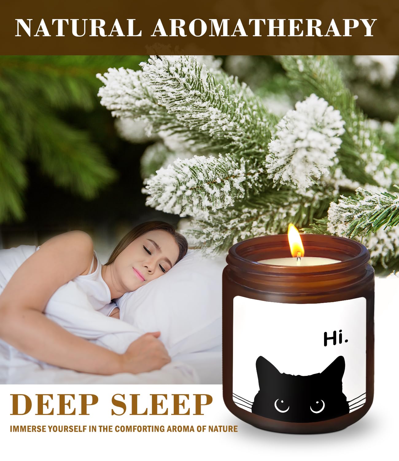 ISANOU Cat Candle,Gifts for Cat Lovers,Cat Mom Cat Lady Gifts,Cat Owner Gifts,Black Funny Cat Themed Gifts for Women,Cedar Fragrance Scented Candles,8 oz
