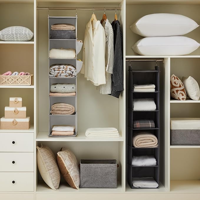 YOUDENOVA Hanging Closet Organizer, 6-Shelf Closet Hanging Storage Shelves