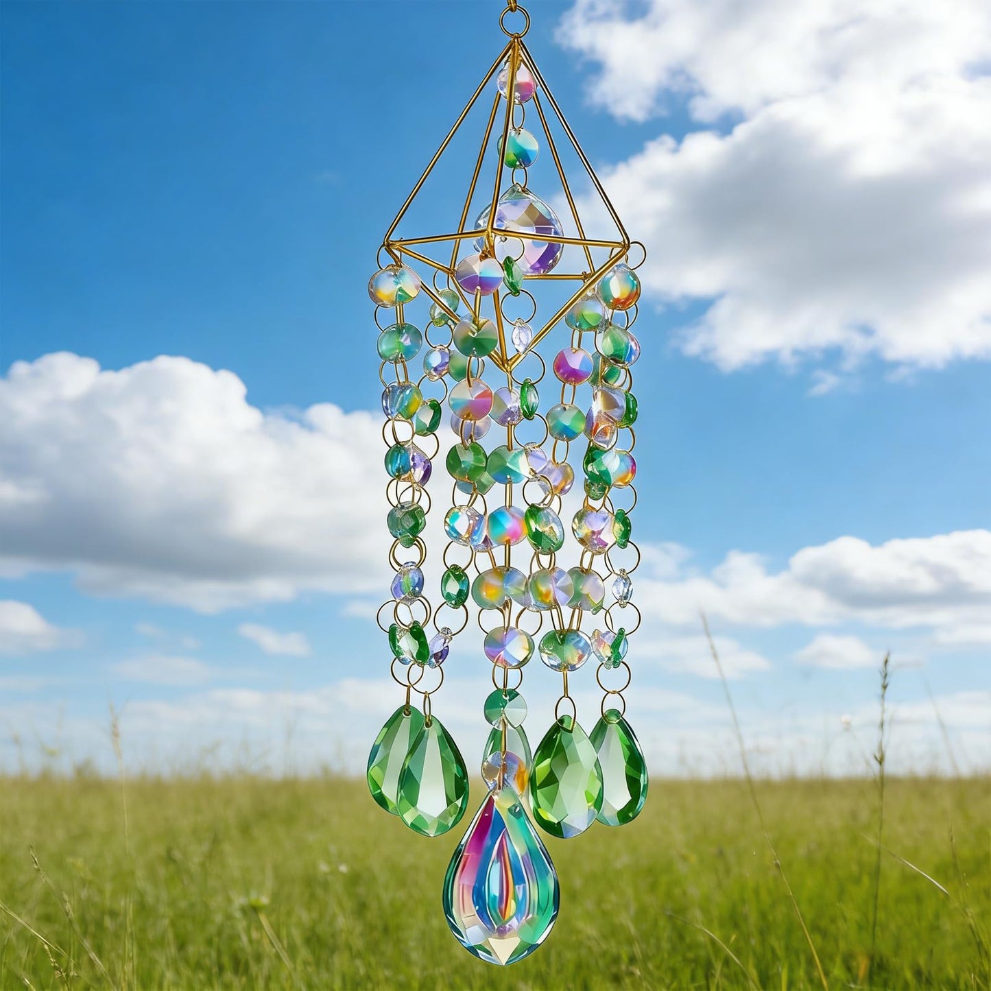 YummyCarrot Sun Catcher Crystals for Window Hanging, Rainbow Prism Sun Catcher with Crystal Prisms, Hanging Crystal Suncatchers Indoor Window Decor, Window Suncatcher Light Catcher