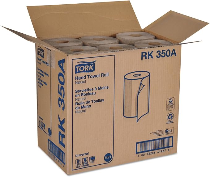 Tork Paper Hand Towel Roll Natural H21, 100% Recycled Fiber, 12 Rolls x 350 ft