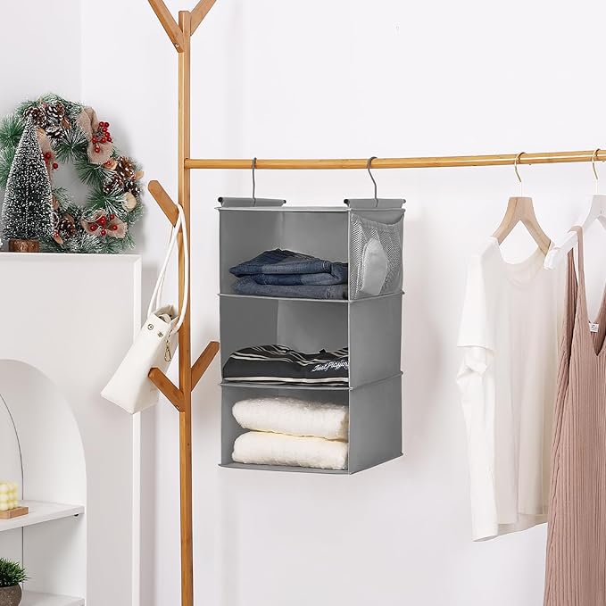 MAX Houser 3 Tier Shelf Hanging Closet Organizer, Closet Hanging Shelf
