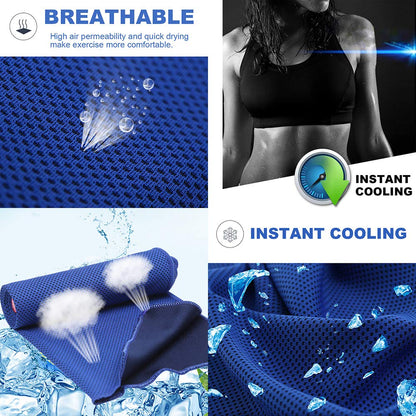 immoono Pack of 20 Cooling Towel 40x12'' Ice Towel for Neck and Face Microfiber Chilly with Bag Breathable Yoga Gym Stay Cool Towels Sweat Rag for Workout Running Camping Pilates Beach, Dark Blue