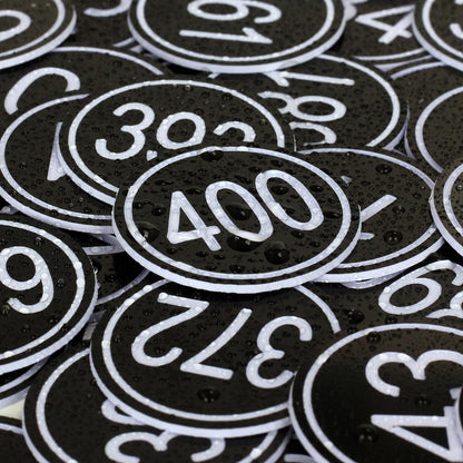NumRealm 35mm ABS Plastic Round Table Numbers, Locker Cabinet Numbers Signage Tags Labels - Black 1 to 50