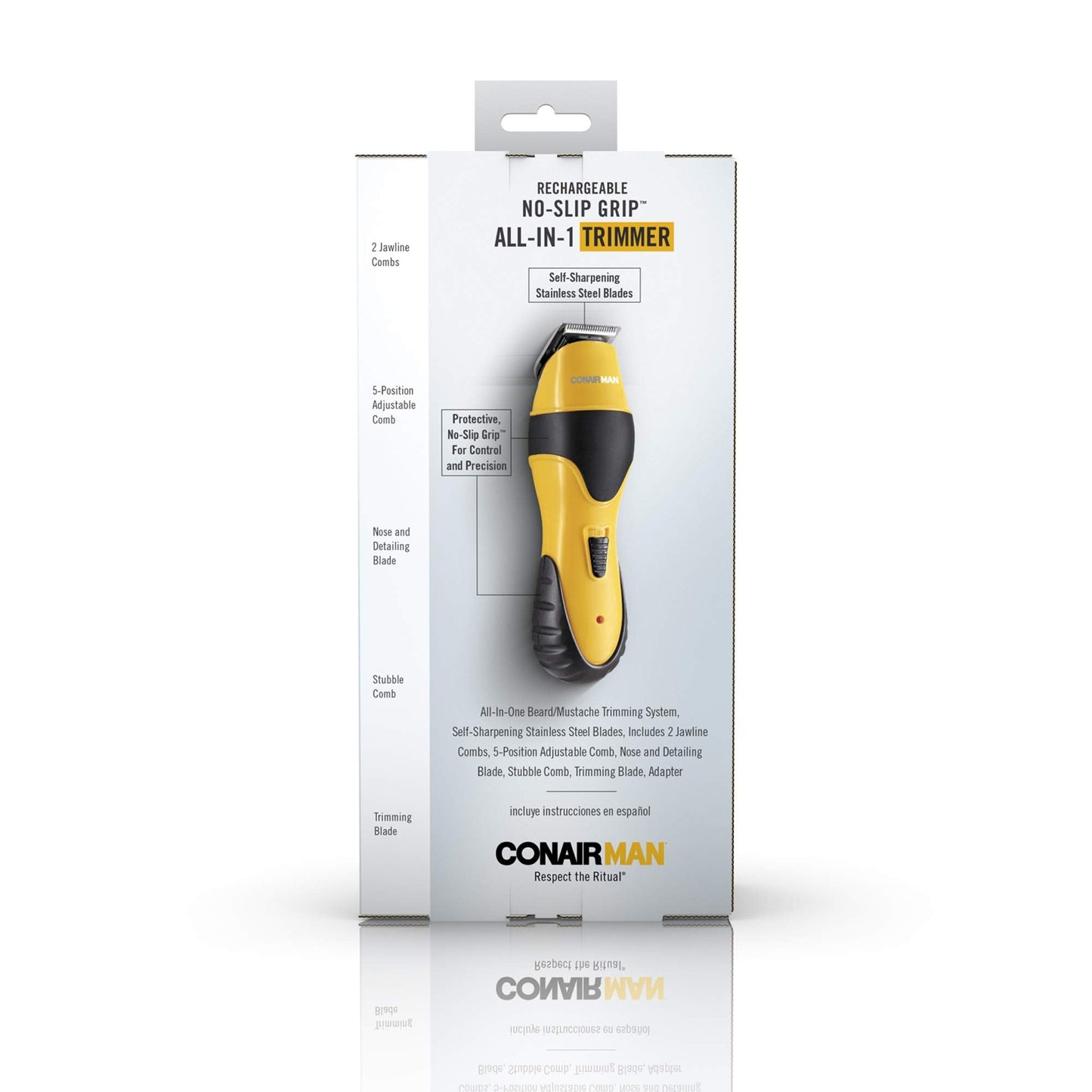 ConairMAN All-in-One Beard Trimmer for Men for Face, Nose and Ear Hair Trimmer,6 piece Men's Grooming Kit, Cordless/Rechargeable