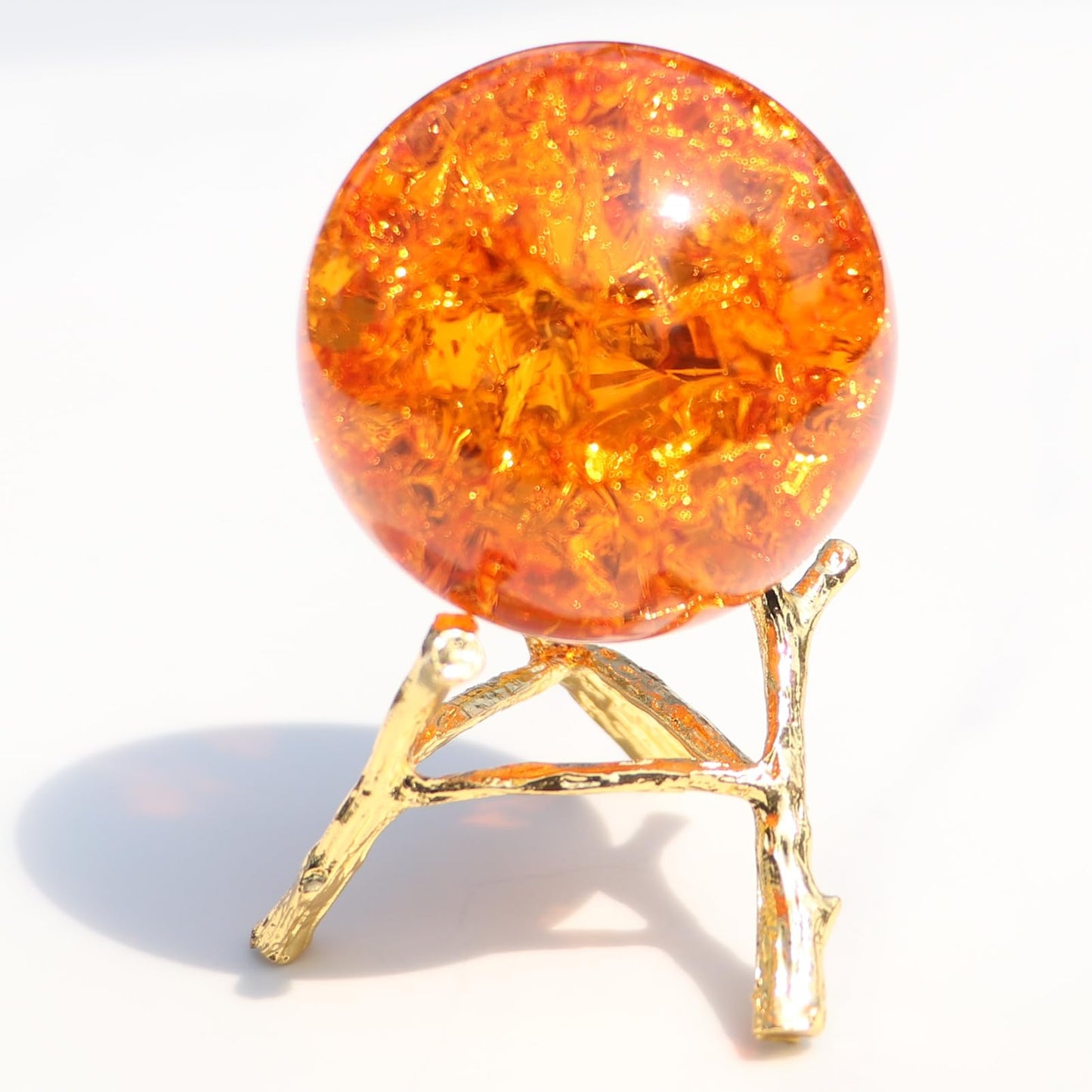 50mm Crystal Ice Cracked Balls with Metal Branches Base Paperweight K9 Glass Decorative Ball Decor for Home Table Room Office Wedding Ornaments