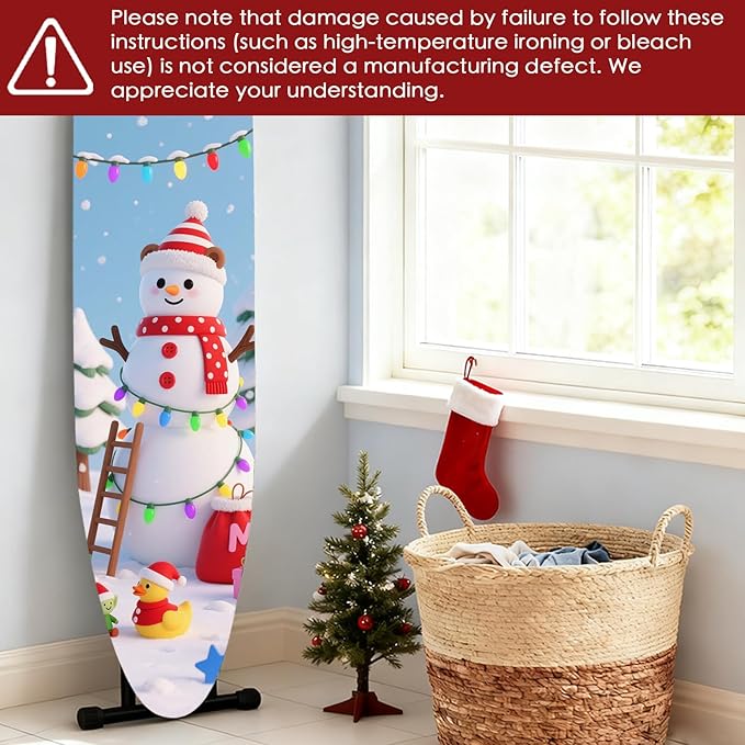 Nuxovilar Ironing Board Cover Winter Snowman Pattern Polyester 15x54 Inches