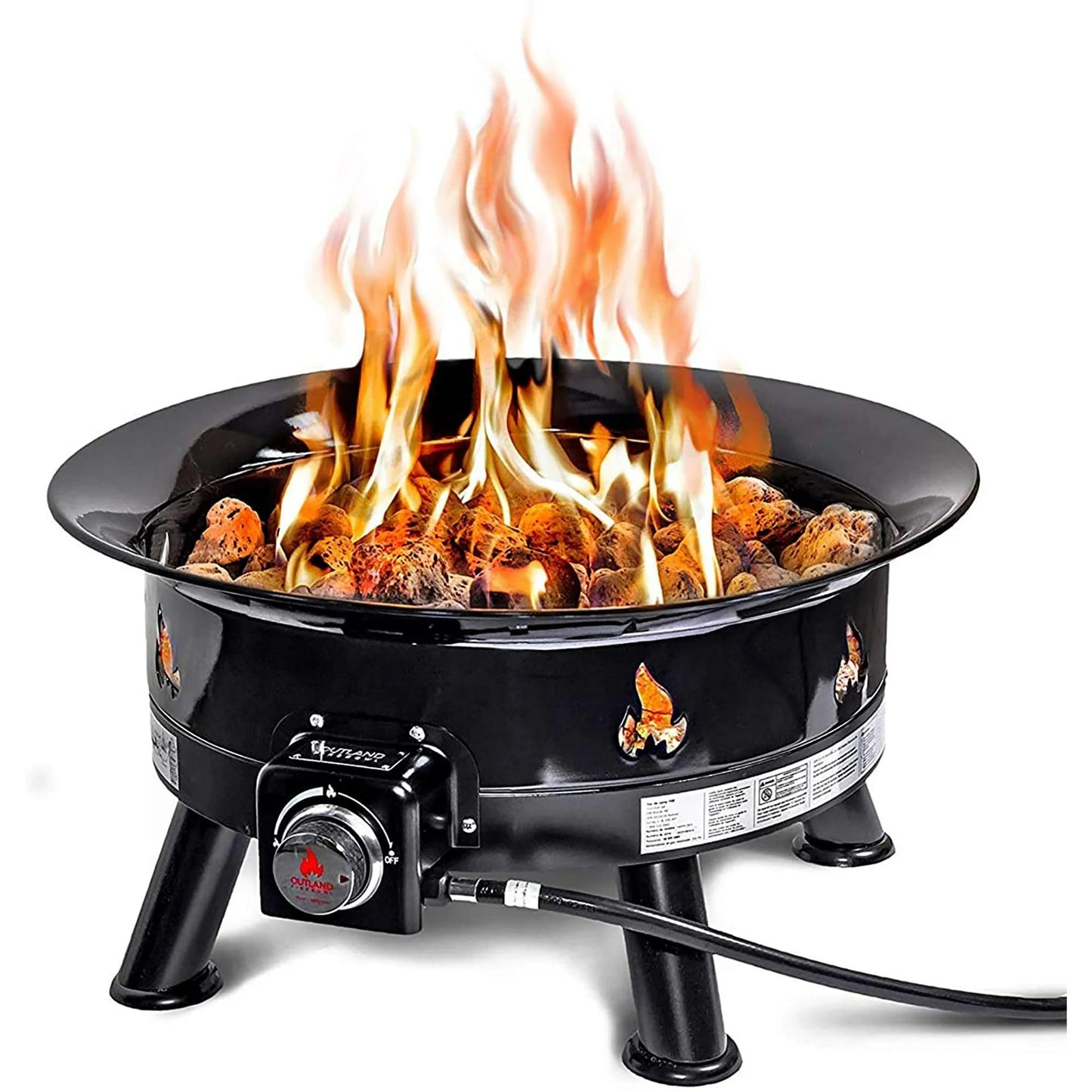 Outland Living Firebowl Smokeless Fire Pit, Round Outdoor Portable Propane Gas Fire Pit with UV and Weather Resistant Durable Cover, 24-Inch Diameter 58,000 BTU, Black, 883 Mega, For Outside Use