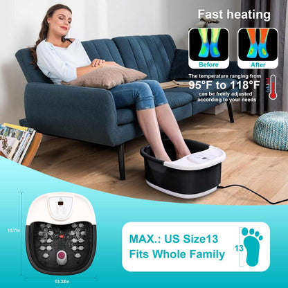 Foot Spa Bath Massager with Heat [2025 Upgraded], Vibration, Temperature Control, Jets, Bubbles and Epsom Salt, Foot Bath Soak Tub with 22 Massage Rollers, Feet Soaking Tub for Relaxation, Purple