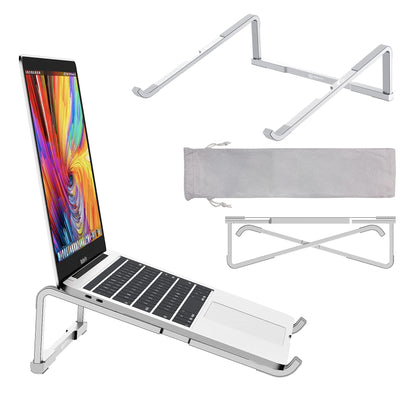 WixGear Laptop Stand for Desk - Foldable, Lightweight Aluminum Laptop Riser Holder, Portable Stand for 10-15.6” Laptops, Prevents Overheating with Non-Slip Rubbers, Travel-Friendly, Ergonomic Design