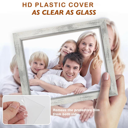 XUANLUO 1 pcs 11x14 Picture Frame with White Color,Rustic Retro Photo Frame with HD Plastic Cover for Wall Mount,Display Family Friends Wedding Gift