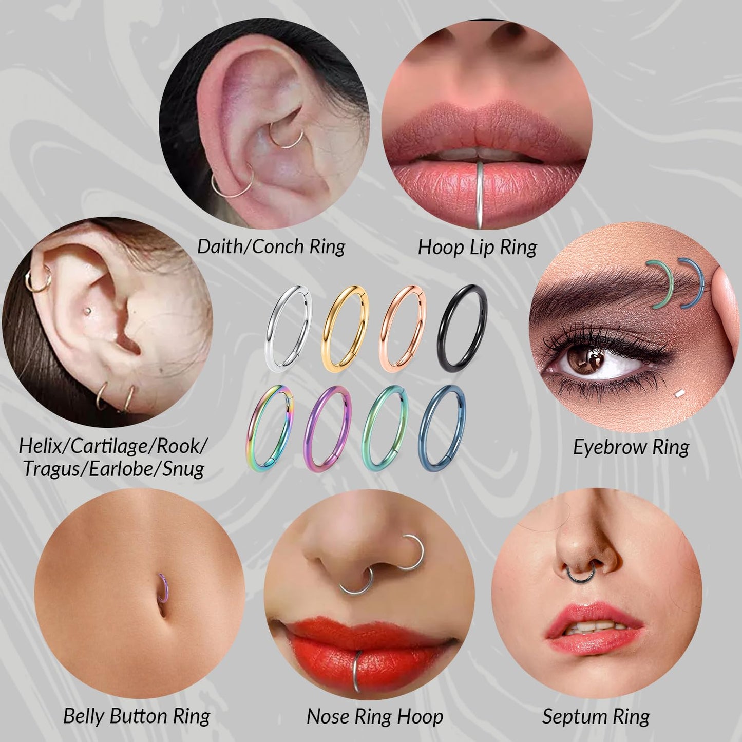 GAGABODY Septum Ring 20g 6mm Nose Hoop Cartilage Earring Hoop Gold Nose Rings 20 Gauge Helix Earring Septum Ring Daith Tragus Earrings Surgical Steel