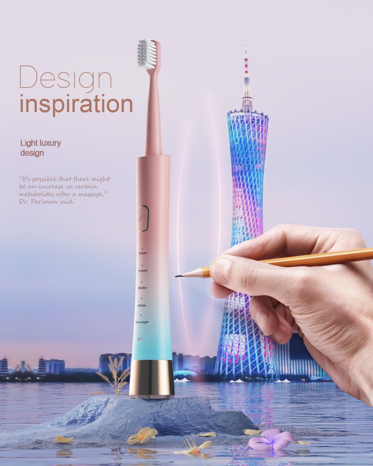 Sonic Electric Toothbrush for Adults, USB Rechargeable Sonic Toothbrush with 8 Brush Heads, Smart Timer, 5 Modes, 2-Hour Fast Charge Last 30 Days, Pink