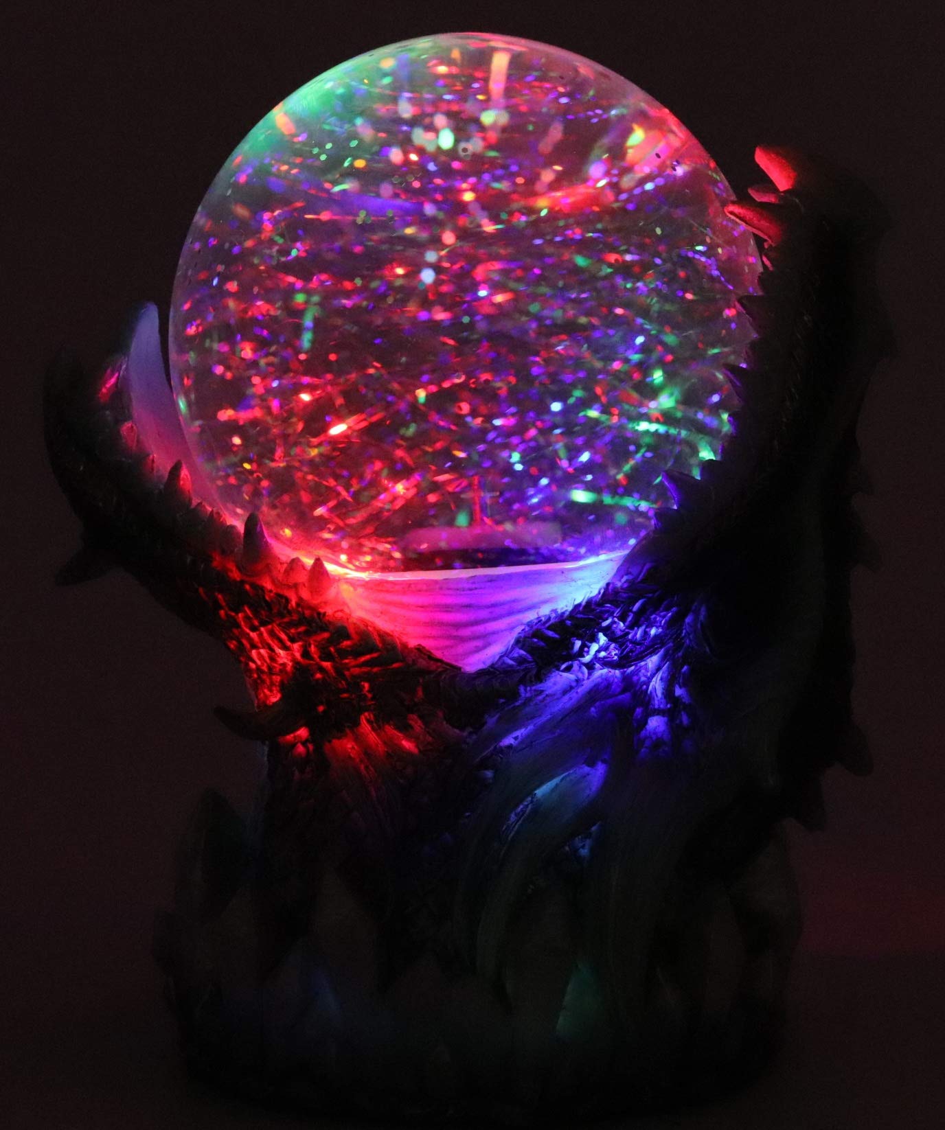 Ebros Gift Blue ICY Frost Giant Leviathan Dragon LED Night Light Glitter Sparkle Water Globe Storm Ball Figurine with Sound Activated Sensor Dungeons and Dragons Home Decor Fantasy Statue