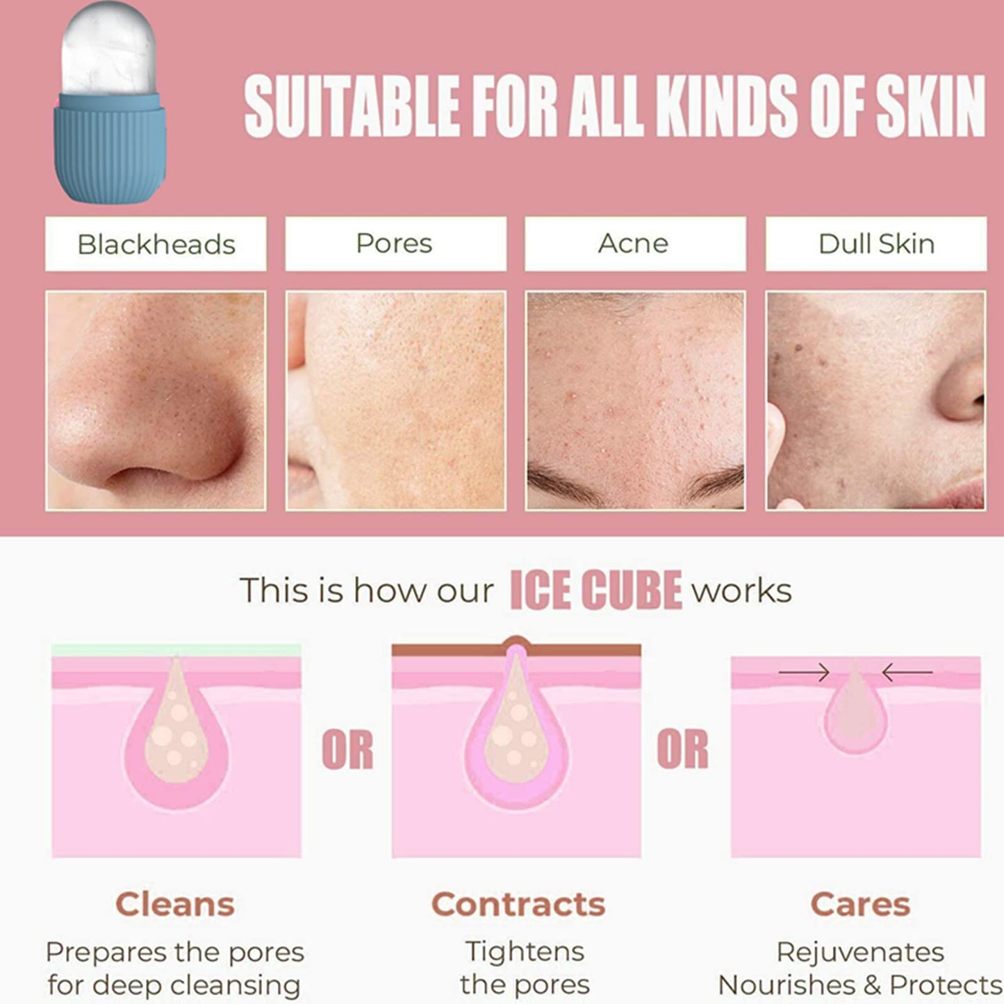 RoseFlower Facial Ice Roller, Ice Roller for Face Eyes Body, Reusable Ice Mold for Face Effectively Remove Puffiness, Reduce Pores, Sunburn Repair, Gua Sha Beuty Tool - LeakProof #8