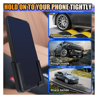 smilfuy 2PCS Multifunctional Mobile Phone Bracket - Wall Mount Phone Holder with Adhesive - Phone Stand Car Gravity Holder - Adjustable Width Auto Dashboard Cell Phone Mount Cradle (Black)