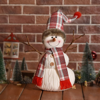 WORLDECO Christmas Cute Snowman Indoor Decorations Handmade Gift, Animated Xmas Snowman Plush Bedroom Home Ornament,Holiday Party Presents, White 20 inch