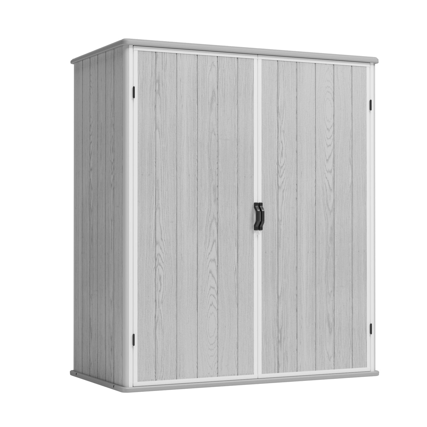 Greesum 5X3FT Plastic Storage Shed with Floor, Resin Outdoor Storaged Shed with Lockable Door, Easy Assembly All-Weather Tool Sheds for Garden, Patio, Yard, Light Gray (4.7×2.5FT)