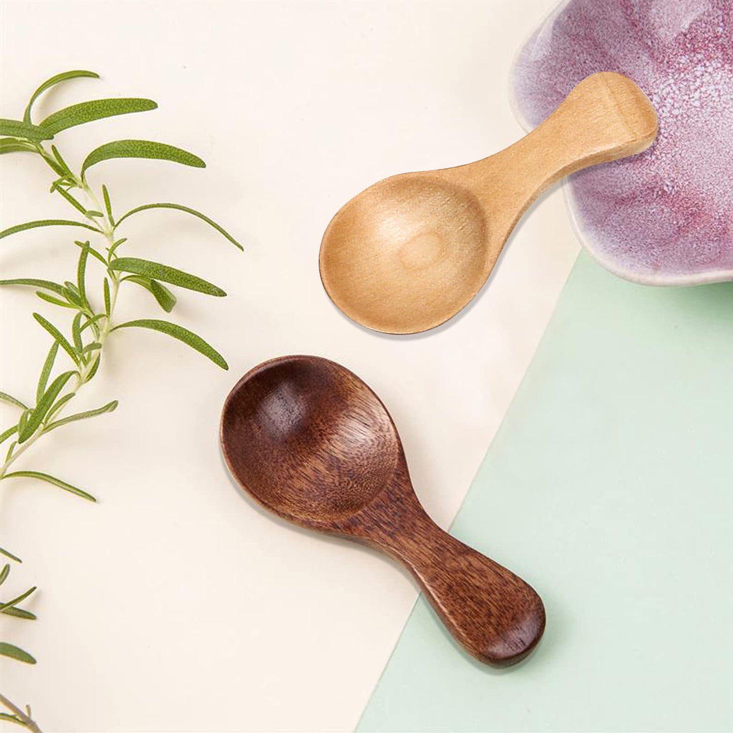 12 Pieces Small Wooden Spoon, SourceTon 3.35 Inches Salt Spoon Honey Coffee Tea Sugar Salt Jam Mustard Ice Cream Milk Powder Spoons