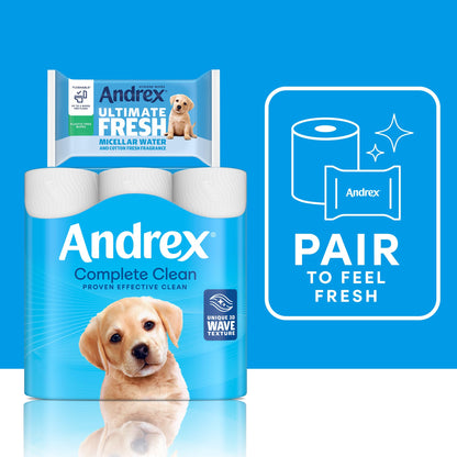 Andrex Classic Clean Mega Toilet Roll - 12 Mega XL - Same Quality Toilet Roll, Lasts Even Longer, 12 Mega Toilet Rolls = 18 Standard Rolls, Paper, White - 2-Ply,Packaging may vary