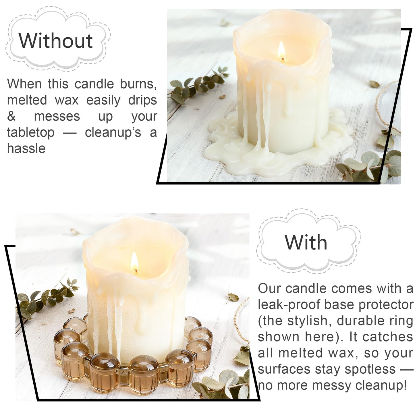 Rancco Bubble Candle Dish Glass Candle Holder Tray, Round Pillar Candlestick Plate Stand for Table Centerpieces, Modern Decorative, Home Decor, Party, Wedding, Suitable for Large Cylindrical Candles