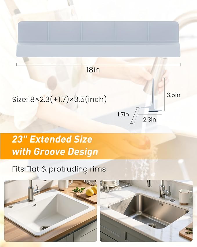 Kitchen Sink Splash Guard 23" Silicone Water Guard