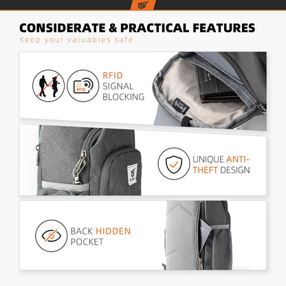 SKYSPER Sling Bag RFID Crossbody Sling Backpack Cross Body Shoulder Bag Travel Hiking Daypack for Women Men(Darkgrey)