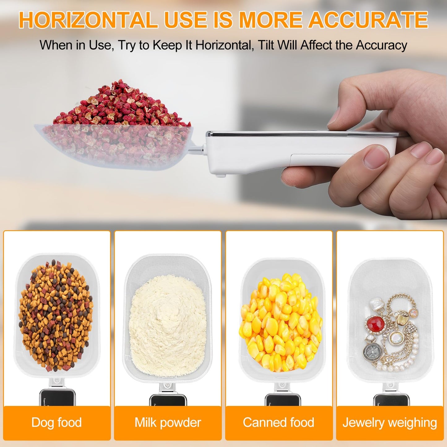 Dioche Digital Measuring Spoon Scale, High Precision 0.05g to 500g Capacity, with 30ml & 80ml Detachable Spoons, Tare Function & Unit Conversion for Baking, Cooking, Pet Food, Kitchen - Black