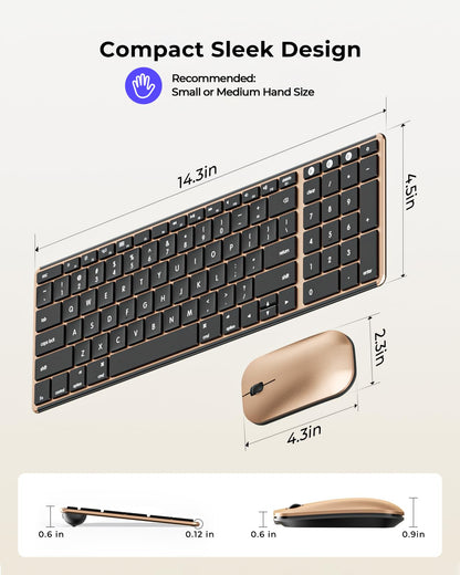 seenda Bluetooth Keyboard and Mouse for Mac, SKM64-2 Multi-Device Rechargeable Slim Wireless Keyboard Mouse Stainless Steel Full Size, Compatible with MacBook Pro/Air, iPad, Mac - Space Gray