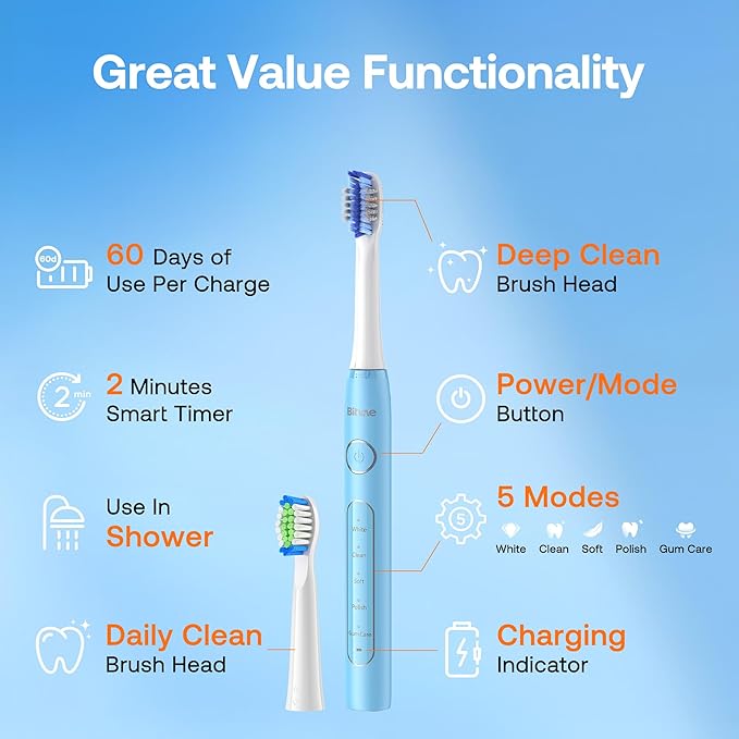 Bitvae ADA Accepted Electric Toothbrush, Travel Toothbrush Rechargeable