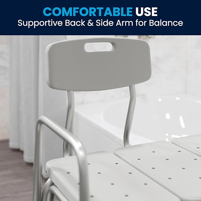 Flash Furniture HERCULES Series 300 Lb. Capacity Adjustable White Bath & Shower