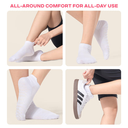 CoolMate Pilates Socks with Grips for Women, Yoga Socks, Crew Non Slip Women for Workout, Barre, Pilates Gifts