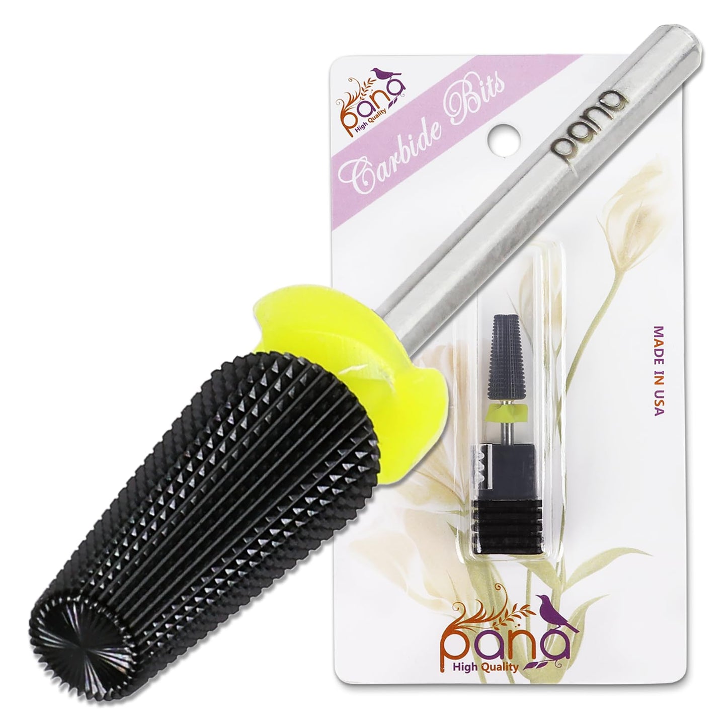 PANA Nail Carbide 5 in 1 Bit - Two Way Rotate use for Both Left and Right Handed - Fast Remove Acrylic or Hard Gel - 3/32" Shank - Manicure, Nail Art, Drill Machine (Fine - F, Silver)