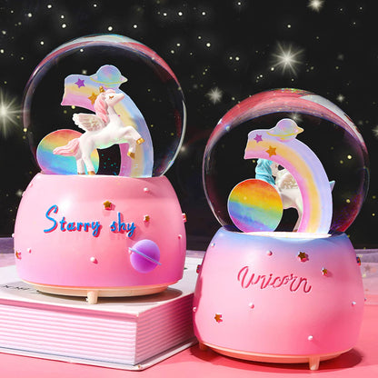 Snow Globe for Kids, VECU Unicorn Snow Globes with Musics Led Unicorn Music Box for Girls, Granddaughters Babies Birthday