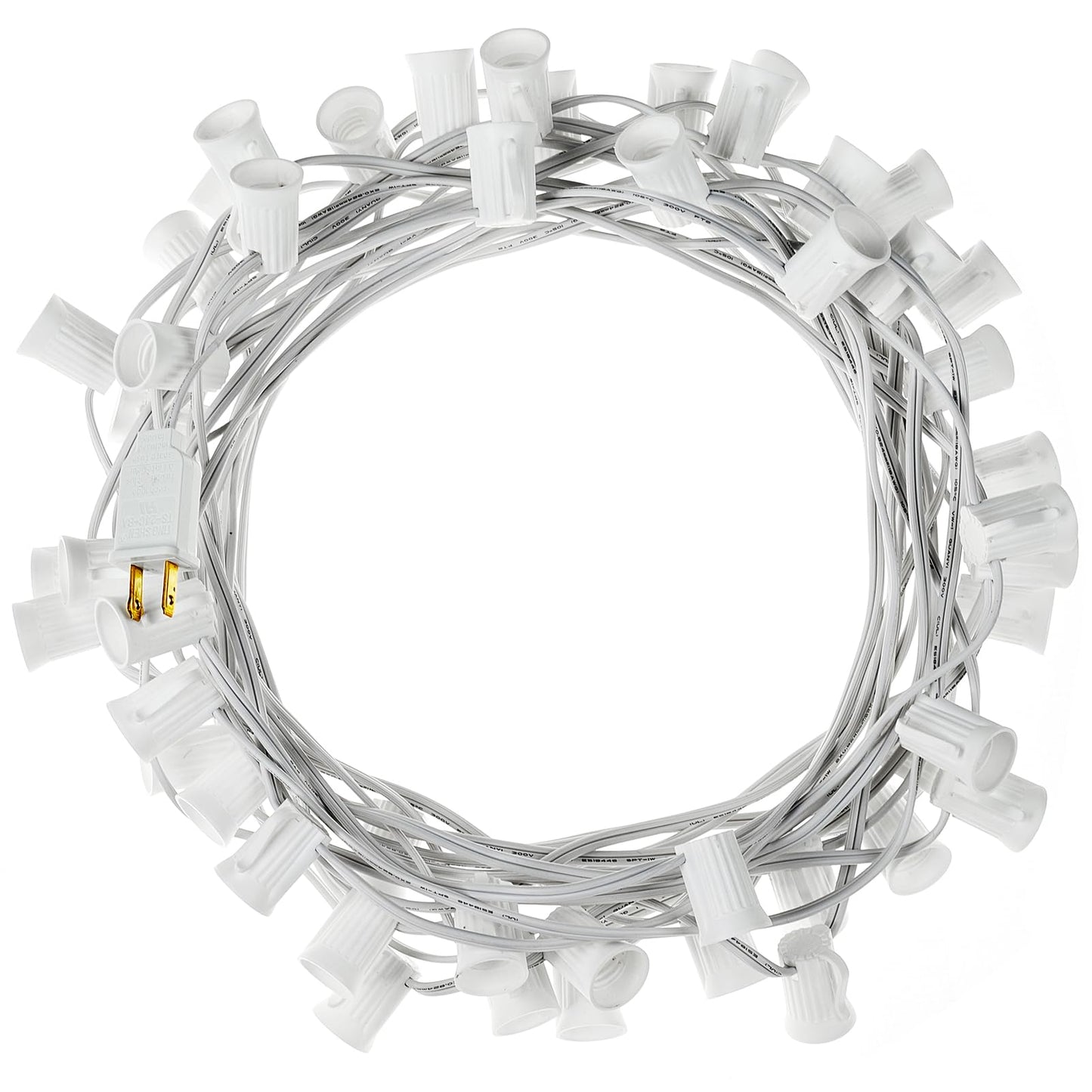 Brightown C9 Light Strand 100 FT for E17-12 Spacing, Outdoor String Light Christmas Stringer with 100 Sockets for Patio (White)