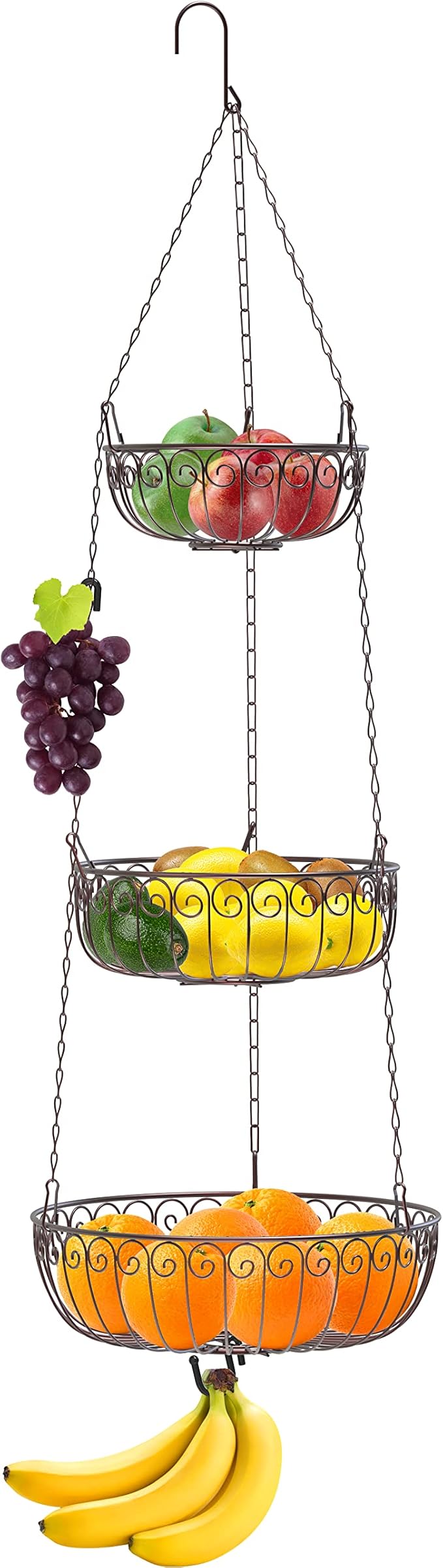 Simple Houseware 3-Tier Fruit Hanging Basket