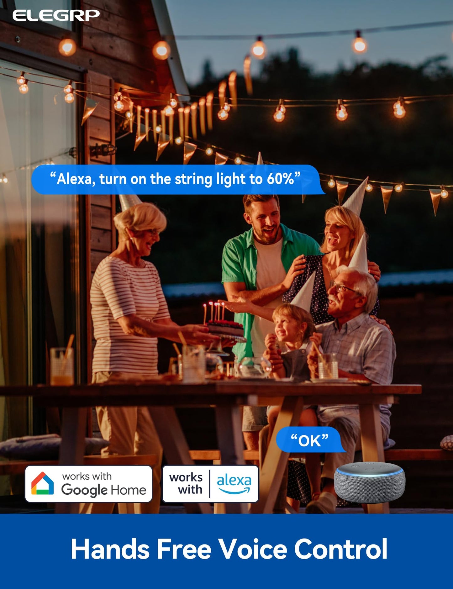 ELEGRP PQR20 Outdoor Smart Plug Waterproof IP66, WiFi Plug with 2 Individually Sockets, Compatible with Alexa & Google Assistant, Smart Outdoor Outlet for String Lights, UL Certified, 2 Pack, Black