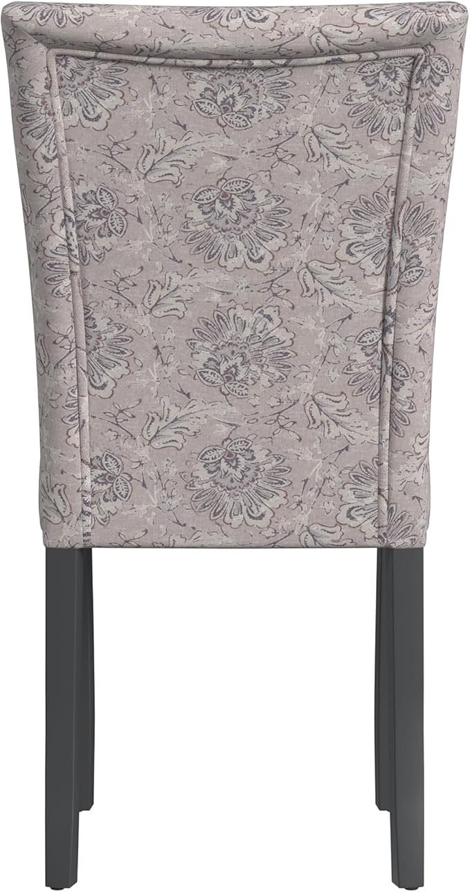 HomePop Classic Parsons Dining Chair -Gray Linen Artistic Floral Print